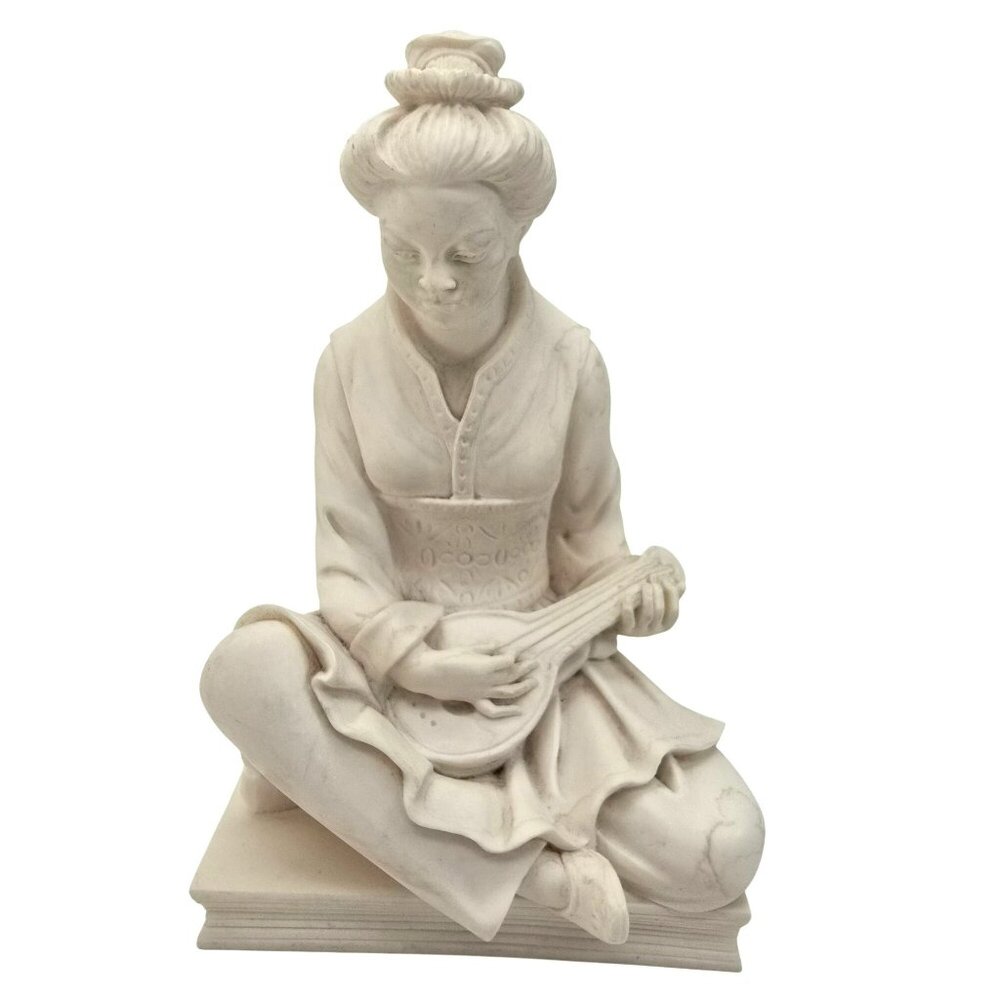 A. Giannelli Geisha Asian Ceramic Figurine Of Woman Playing Lute JE267